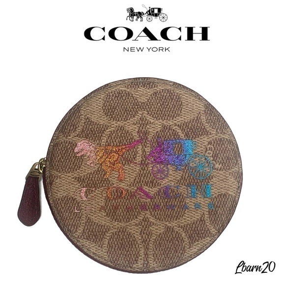 88767 Coach T-Rex Rexy Dinosaur Coin Bag in Rust Deep Red NWT Pride Rainbow - Picture 1 of 8